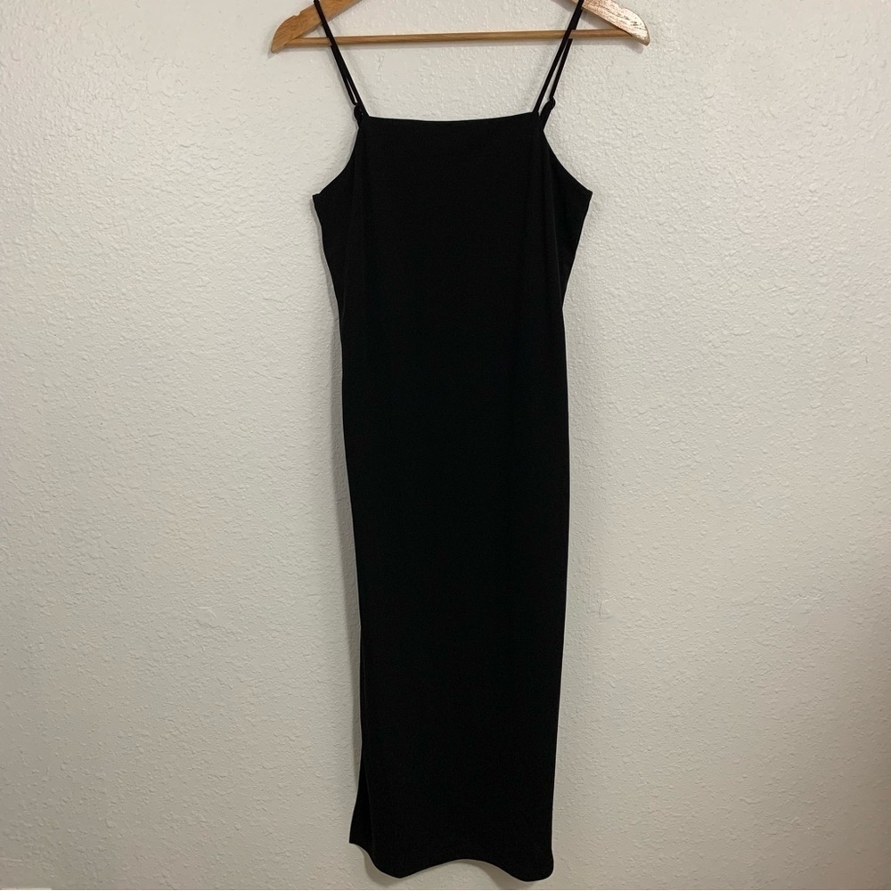 H&M NWT Solid Black 90s Style Slip Dress Size XS Little Black Dress